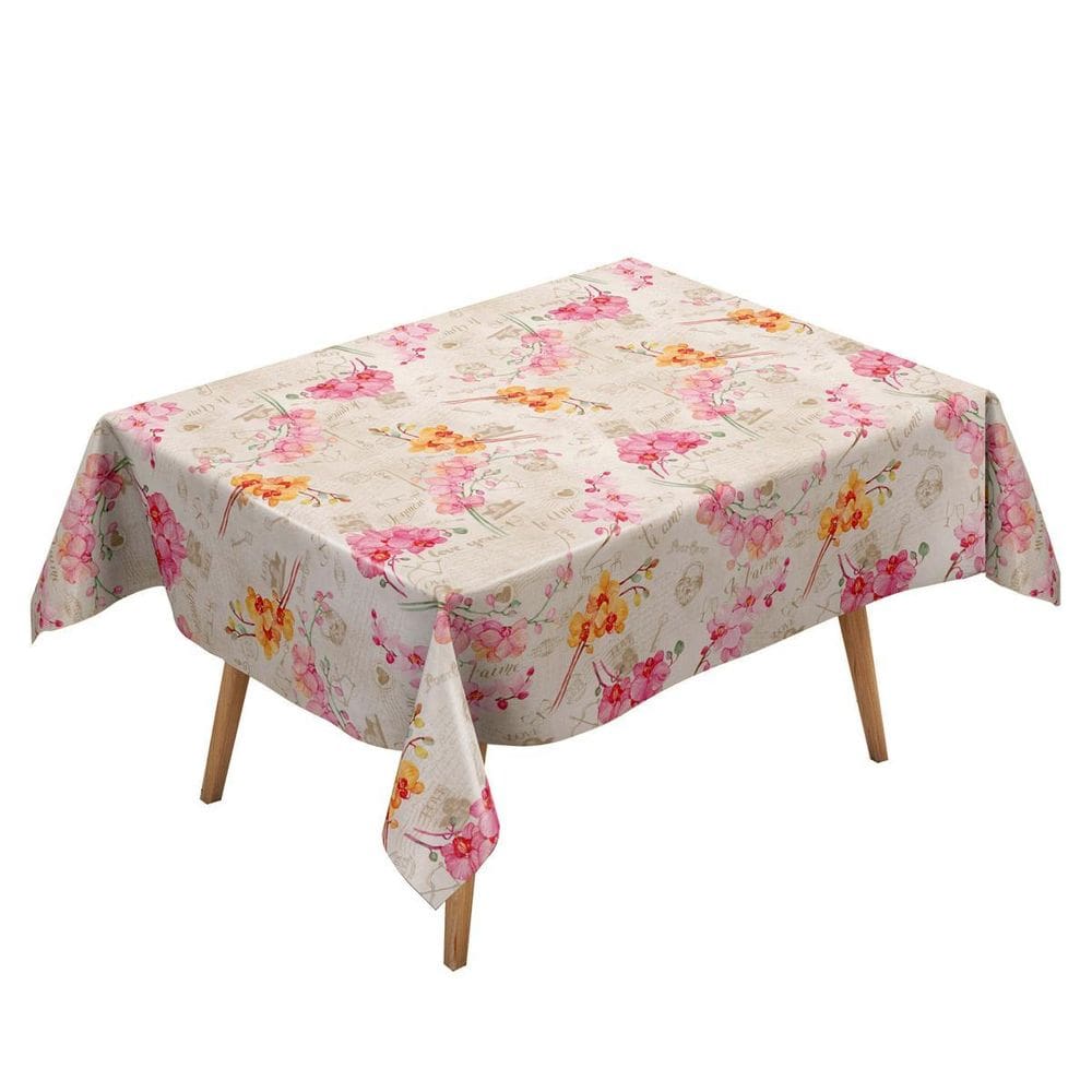 Toalha de Mesa Térmica Orquídea 2,20x1,40m PVC Limpeza Fácil