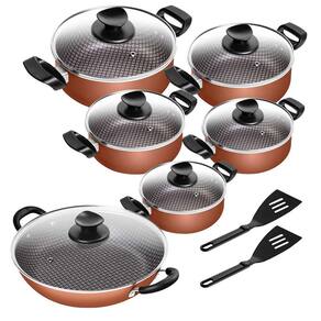 Conjunto De Panelas Antiaderente Spesso Caçarola + Frigideira Wok N° 28 2 Alças Cobre 6 Peças Patolux