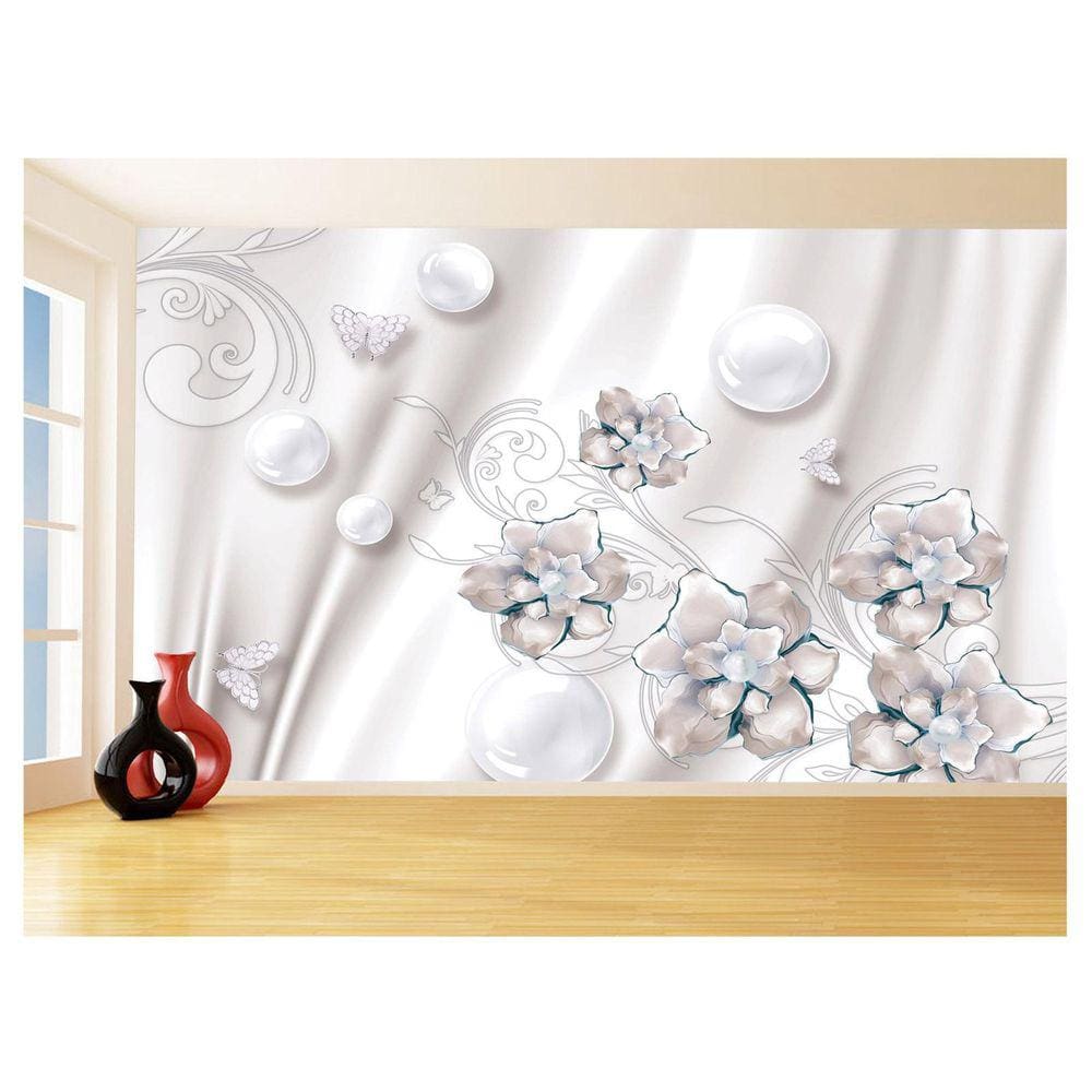 Papel De Parede 3D Floral Textura Sala Flores 3,5M Xfl307