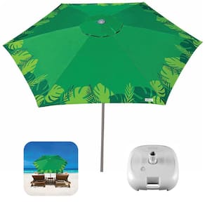 Kit Ombrelone Guarda Sol 2,4m Sombreiro Alumínio Malibu Verde Com Base Plástica Branca - Tobee