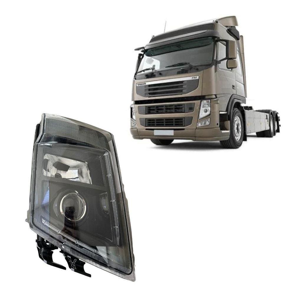 Farol Volvo Fm Fh Fh13 Com Pisca Máscara Negra - Direito