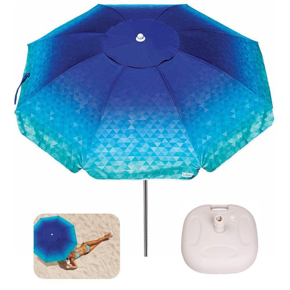 Kit Guarda Sol 2m Alumínio Sombreiro Aruba Com Base Plástica Branca - Tobee