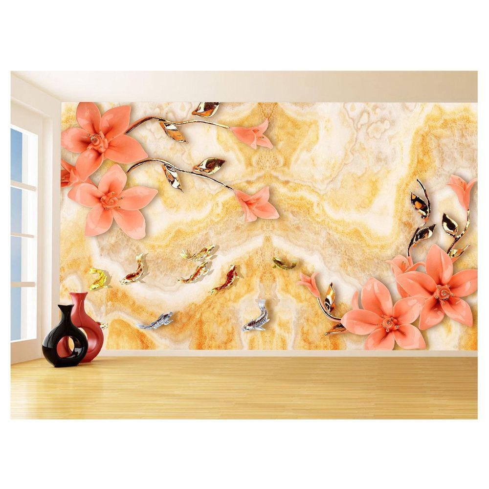 Papel De Parede 3D Floral Textura Sala Flores 3,5M Xfl259