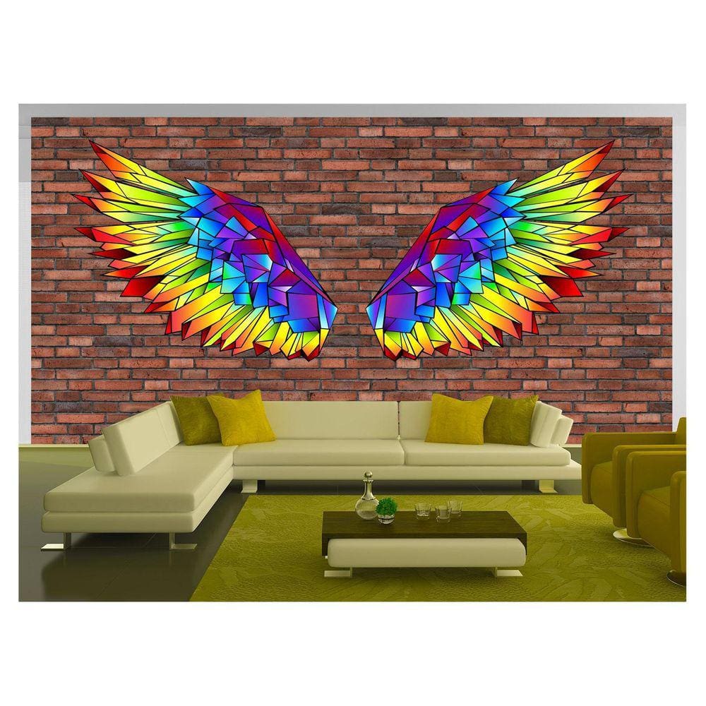 Papel De Parede 3D Arte Asas Selfie Insta Cores 3,5M Tra423