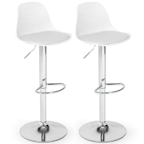 Kit 2 Banqueta Alta Leda Estofada com Base Giratória e Regulagem de Altura - Branco