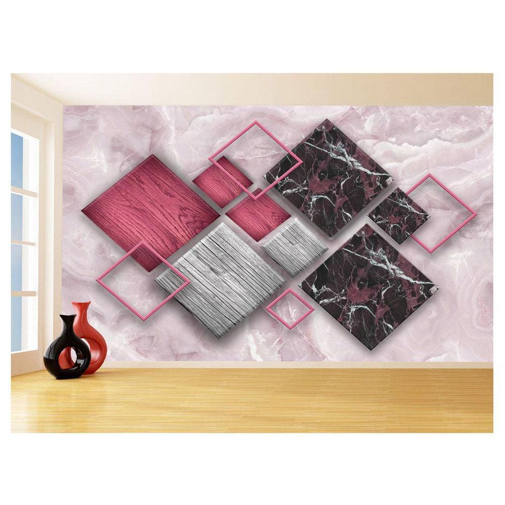 Papel De Parede 3D Estilo Marmore Cores Formas 3,5M Mbr40