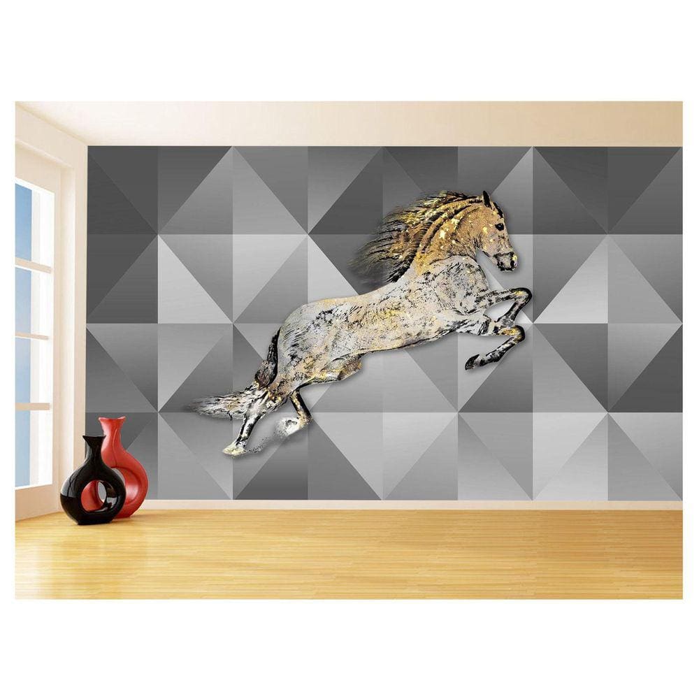 Papel De Parede 3D Animais Pop Art Cavalo Cores 3,5M Pxa336