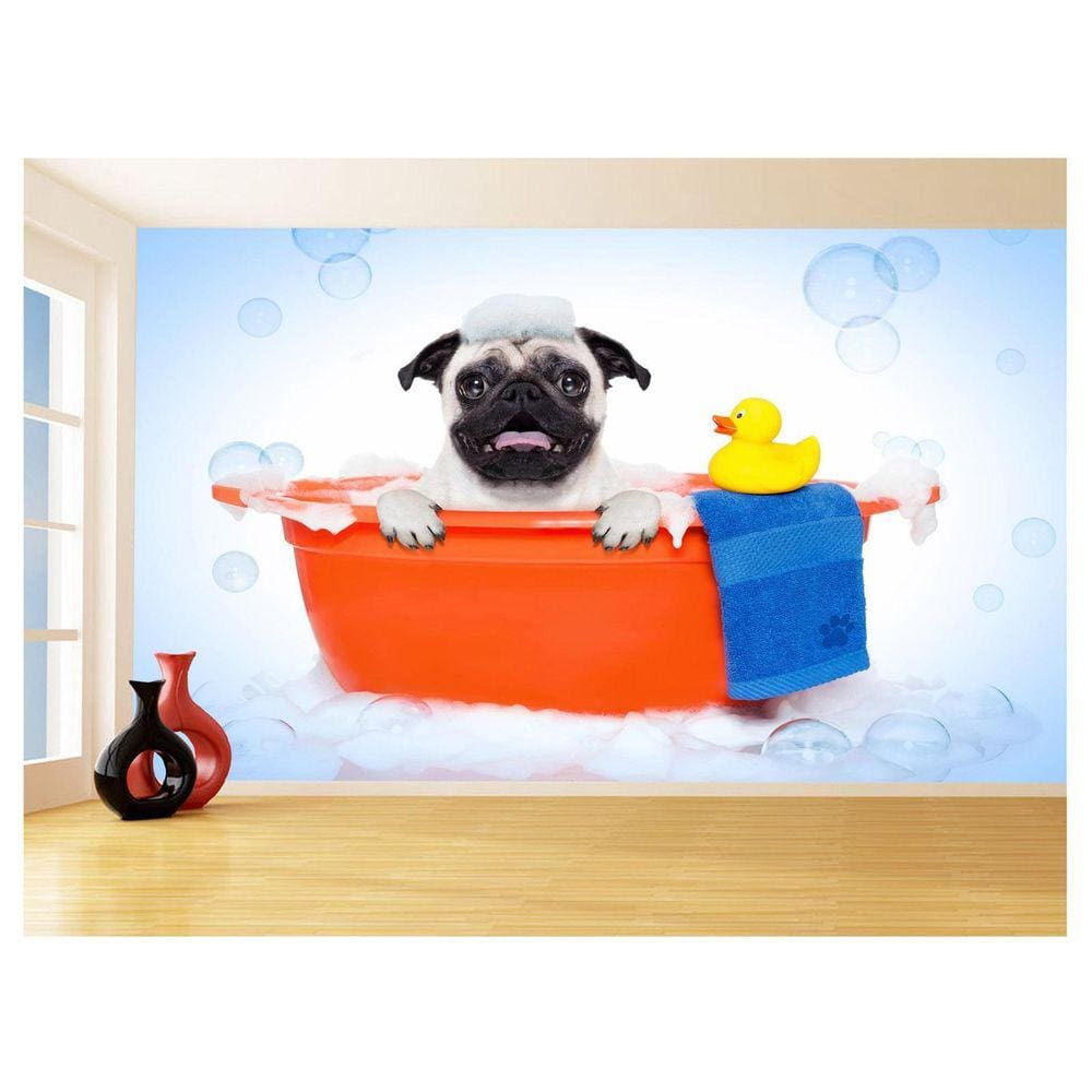 Papel De Parede Animal Cão Petshop Banho Tosa 3,5M Anm393