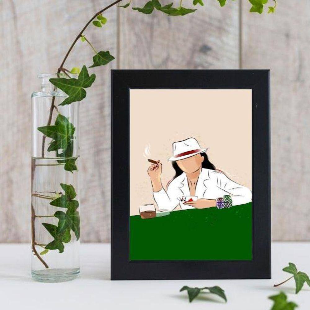 Quadro Maria Navalha Baralho 45x34cm - Moldura Preta