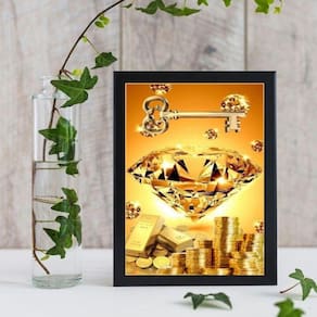Quadro Prosperidade Ouro Diamante 45x34cm Moldura Preta