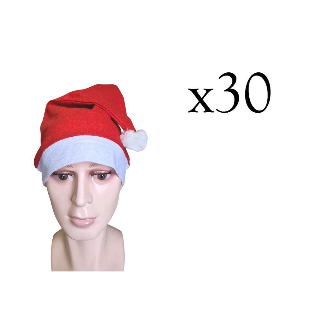 Kit 30 Gorros Papai Noel Em Feltro Com Pom Pom- Chapéu Natal