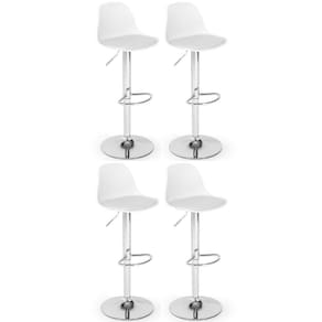 Kit 4 Banqueta Alta Leda Estofada com Base Giratória e Regulagem de Altura - Branco