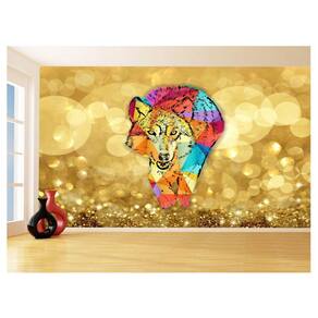Papel De Parede Animais Pop Art Lobo Colorido 3,5M Pxa621