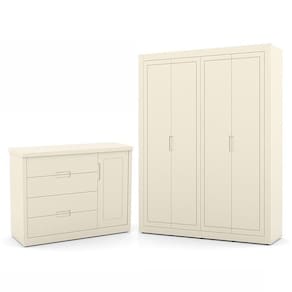 Jogo de Quarto Infantil com Guarda Roupa 4 Portas e Cômoda Tutto New - Matic Móveis