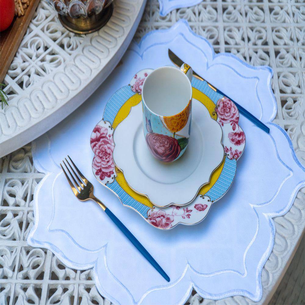 Sousplat Argivai Moldura Branco 45cm Redondo 2 Peças