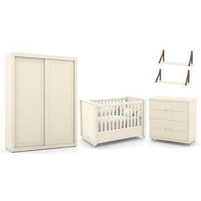 Dormitório Tutto New 2 Portas, Cômoda, Berço e Prateleiras - Matic Móveis