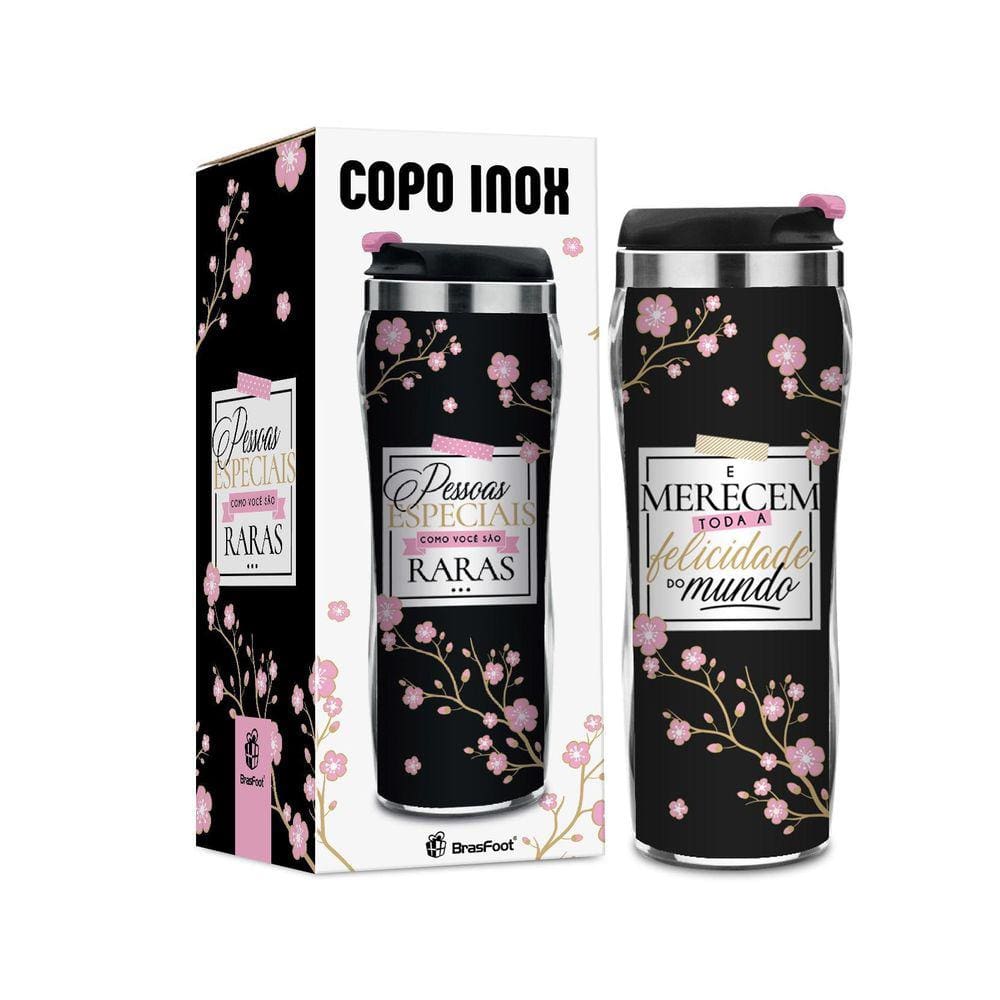 Copo Plást. Inox Temas New 350ml - Design Sofisticado