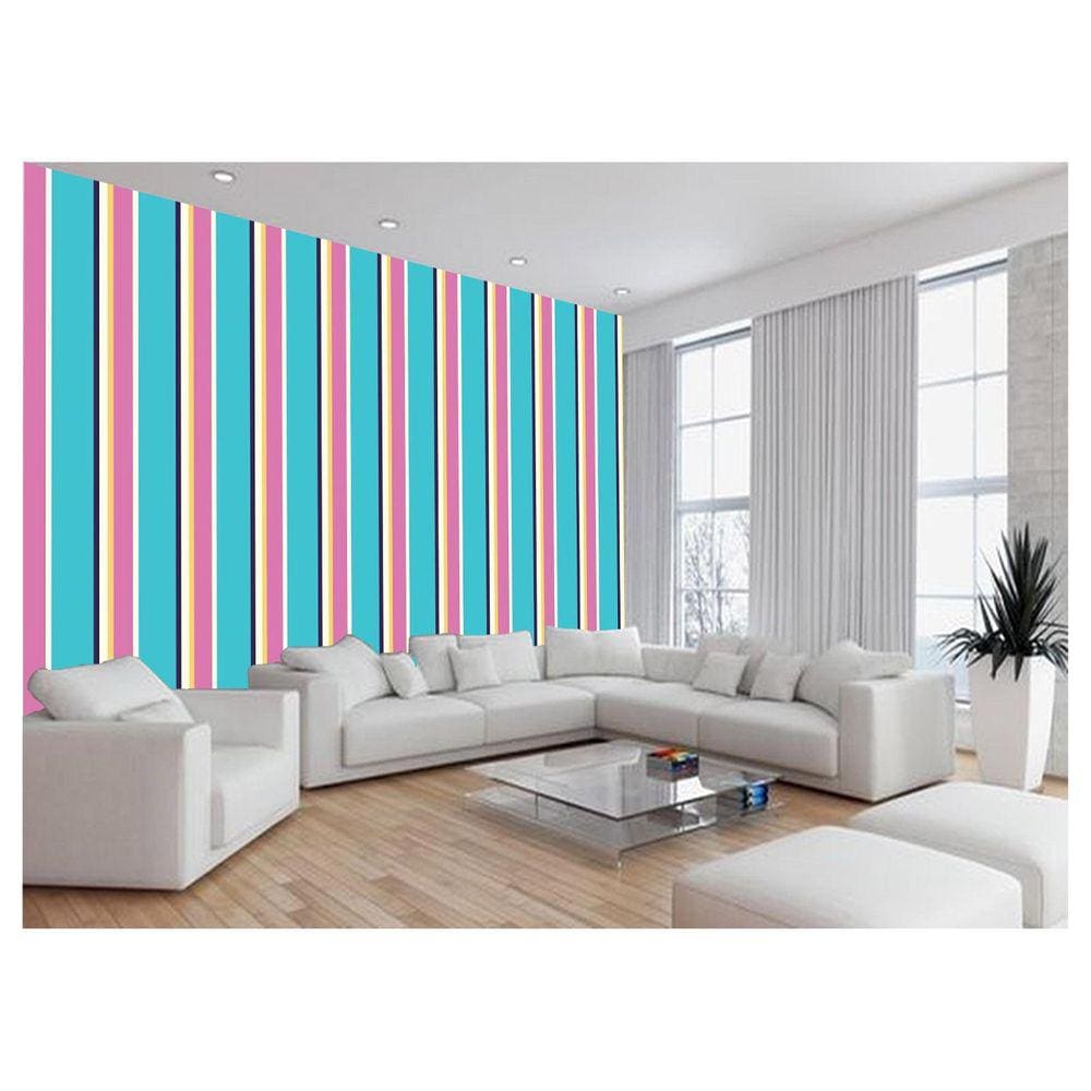 Papel De Parede 3D Listras Coloridas Verticais 3,5M Lst13