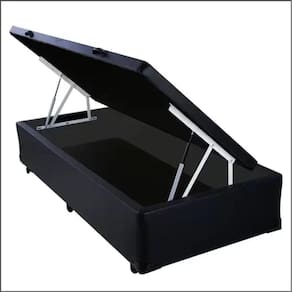 Cama Box Baú Solteiro Sintético Preto - 39x78x188