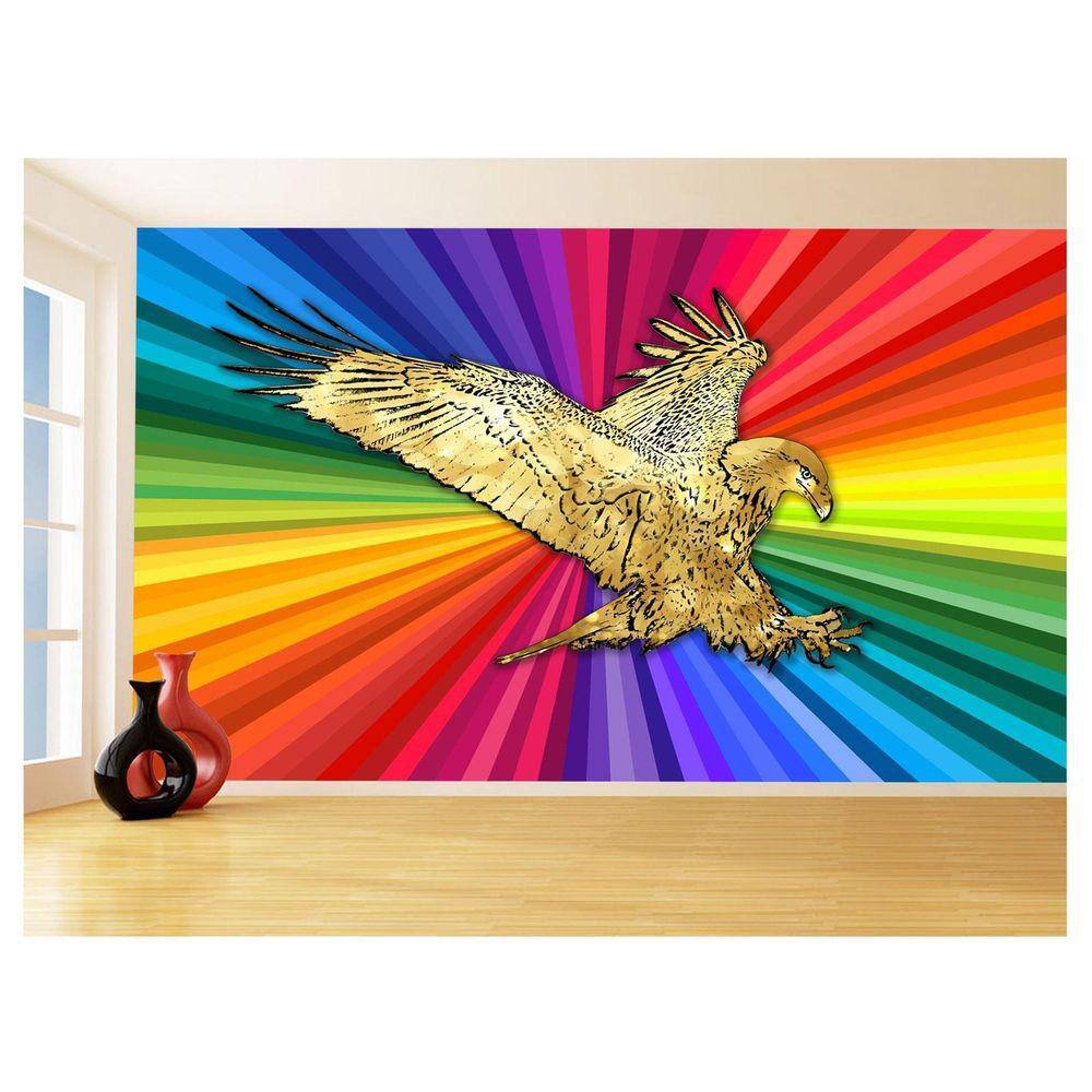 Papel De Parede 3D Animais Pop Art Águia Voando 3,5M Pxa251