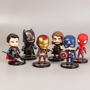 10cm 6pcs/lot Vingadores Super-herói Figuras Homem de Ferro Homem-Aranha