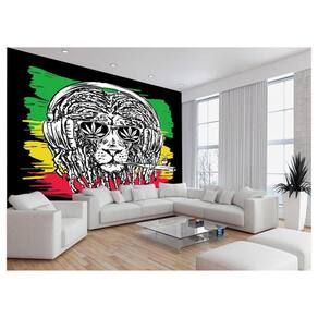 Papel De Parede Arte Leão Fumo Reggae Legalize 3,5M Tra35