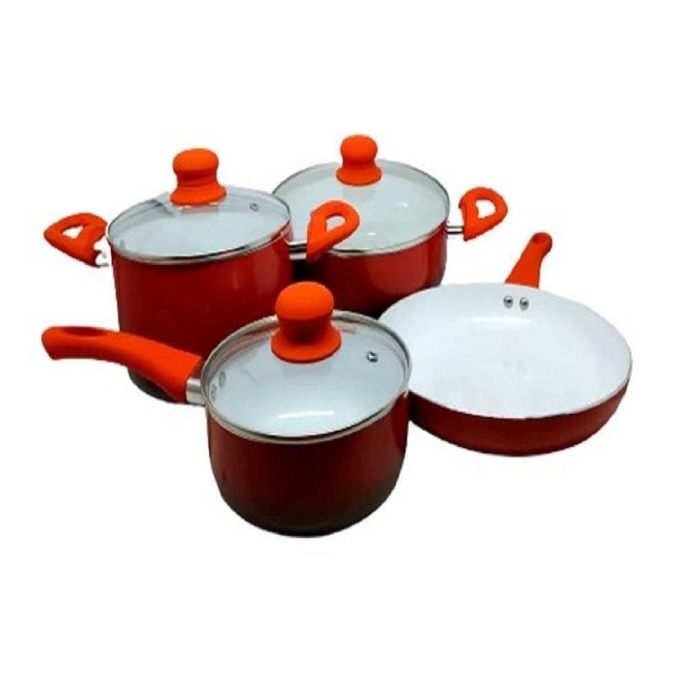 Jogo De Panela Em Cerâmica 4 Peças Vermelho - Wincy