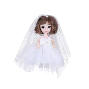 Lindo vestido de boneca de cabelo liso encaracolado, boneca