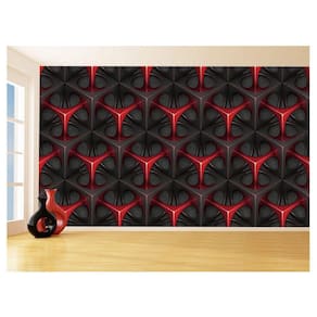 Papel De Parede 3D Textura Geométrico Vermelho 3,5M Txt79
