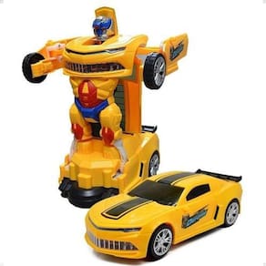 Carrinho Camaro Transformers Robô Som/Luz 1:32 Amarelo