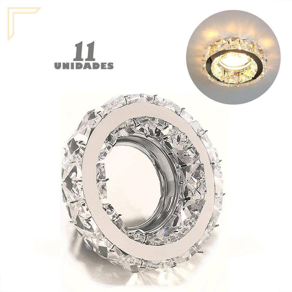 11 Spot De Cristal Embutido K9 Redondo Inox Mr16 Sala Lup70