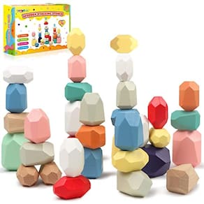 FUNNYB&G Wooden Stacking Rocks Balancing Stones