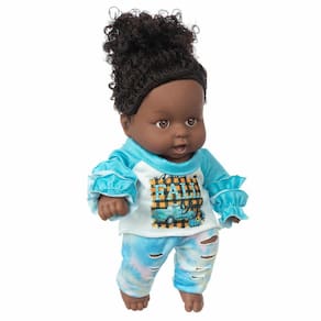 Black African Black Baby Cute Curly Black 8 polegadas Vinil Baby Toy