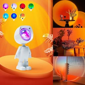 Romântico Astronauta Robô Sunset Lamp Projector Multi Color S