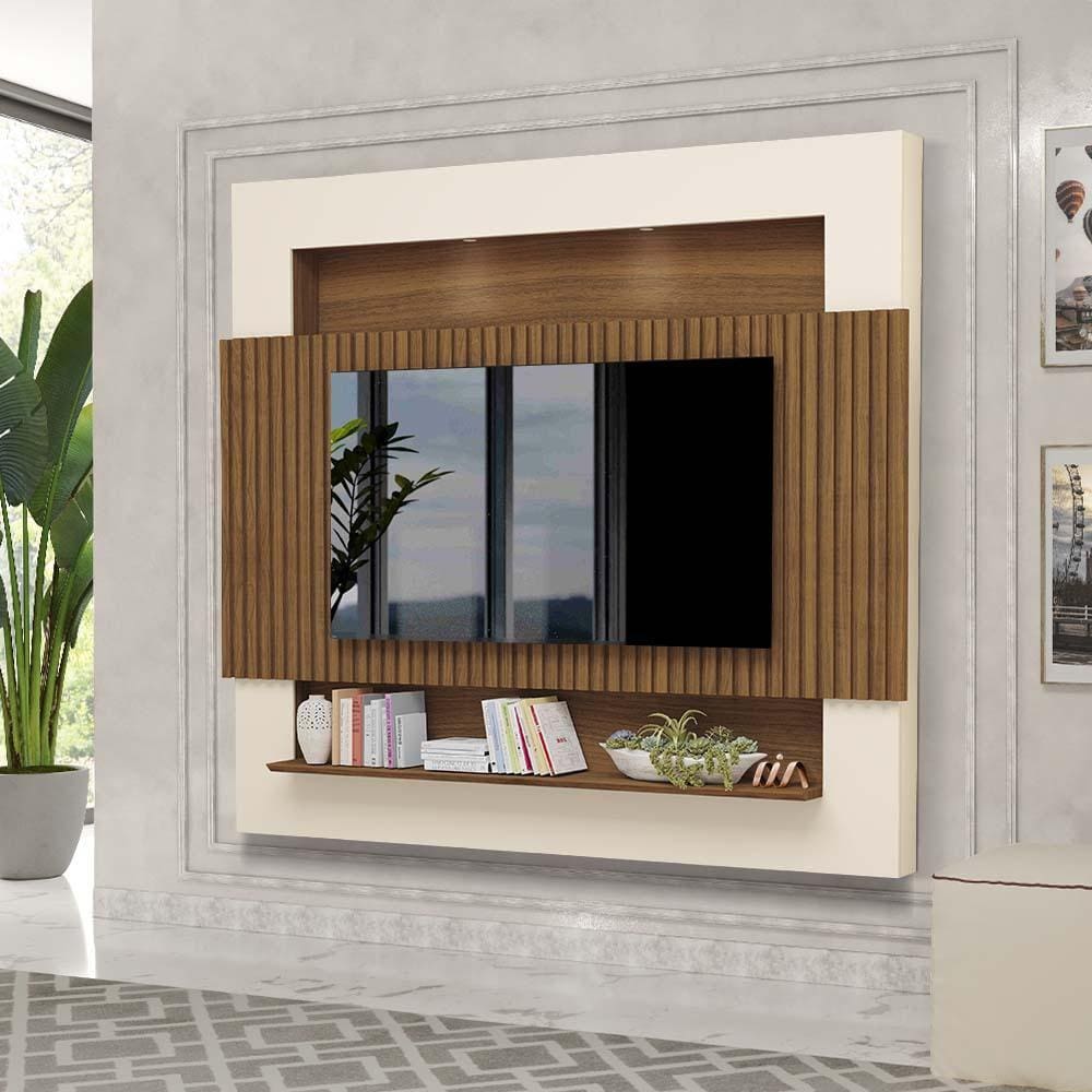Painel Ripado Para Sala Tv Até 75 Polegadas 217cm Carvalho New Off White Brooks Shop Jm - Marrom