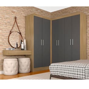 Guarda Roupa Solteiro Modulado Itala Boreal/grafite - Móveis Arapongas