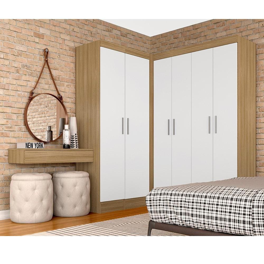 Guarda Roupa Solteiro Modulado Itala Boreal/branco - Móveis Arapongas