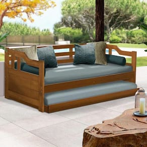 Sofá Cama Vintage Madeira Maciça - Castanho