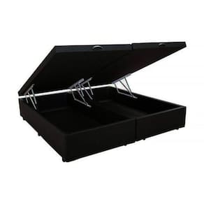 Cama Box Baú Queen Bipartido Suede Preto - 39x158x198