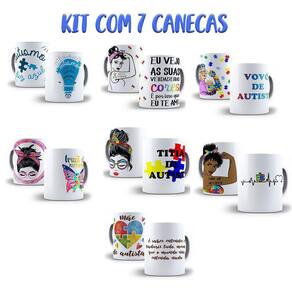 Kit Canecas Autistas p/ Consultórios - 7 Personalizadas