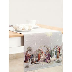 Caminho de Mesa Nativity 45x140cm Gobelin Lurex Dourado
