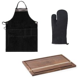 Kit Copa E Cia Modern Com Avental + Luva + Tábua Madeira Preto