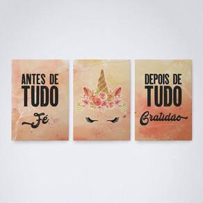 Quadro Decorativo Fé Gratidão Tons V3 30x20cm