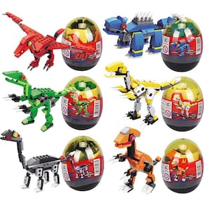 6pcs ovos de páscoa cheios de brinquedos dinossauro blocos de construção