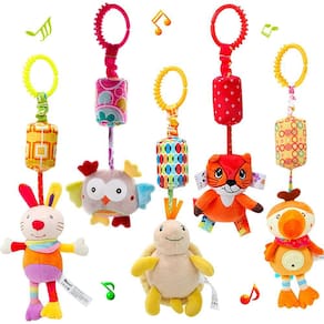 Brinquedo pendurado para bebês, desenho animado, bicho de pelúcia, chocalho, sino, carrinho, brinquedos