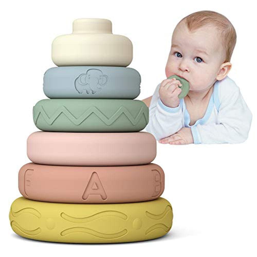 Mini Tudou 6 PCS Baby Stacking & Brinquedos de nidificação, Soft Stacki