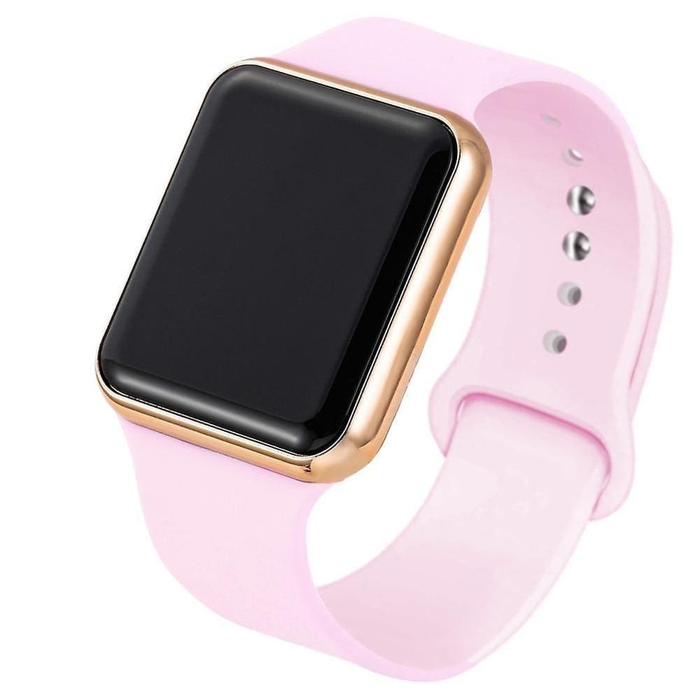 Relógio Digital Esportivo, Mulheres / Homens Quadrados Led Relógio Eletrônico silicone (Ouro Rosa Negra)