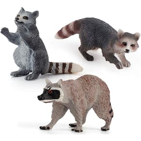 Estatueta de guaxinim realista Conjunto de família de guaxinim de plástico Conjunto de estatueta de animal selvagem para coleção, ciência, adereço ed