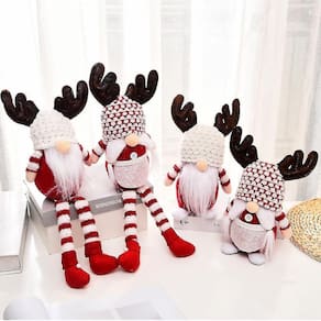 Expositores de enfeites de férias estandes tranças de perna curta chifres de natal rudolph alce sem rosto boneca velho anão goblin boneca decoração