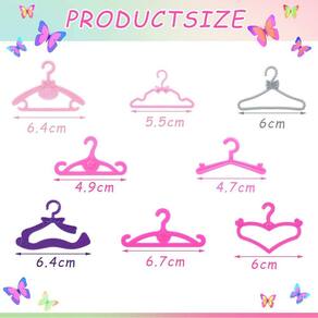 100 peças Mini Boneca Roupas Cabides Brinquedos Rosa Cinza Roxo